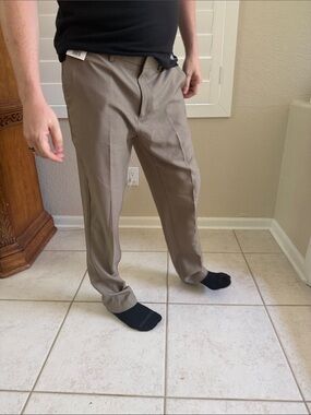 Men's Dress Pants in Taupe — Classic Straight-Leg